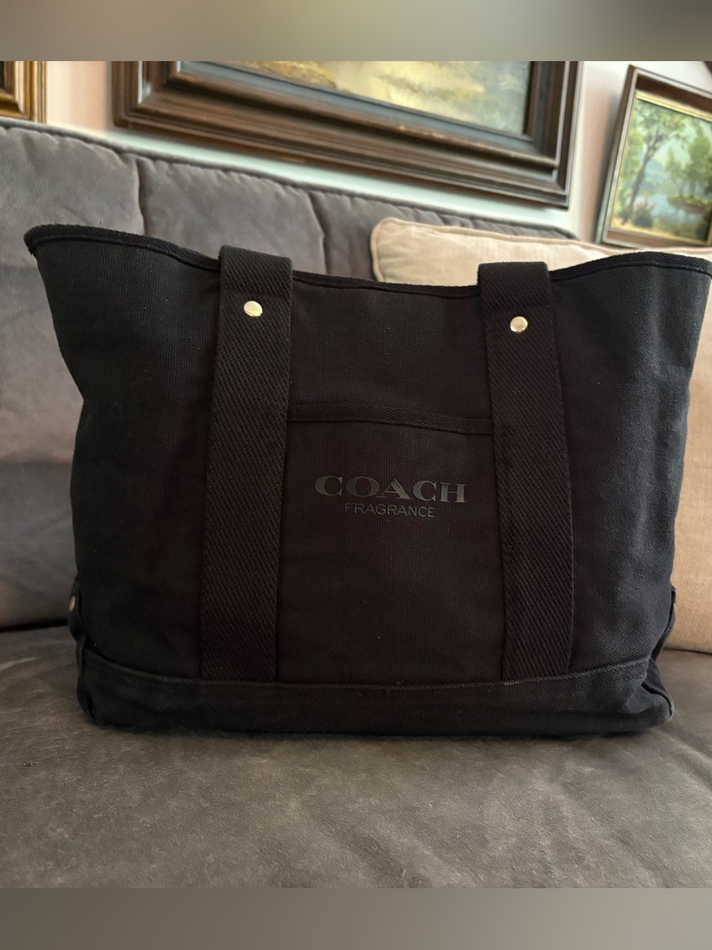 Y2K Coach Black Canvas Duffel Tote Bag